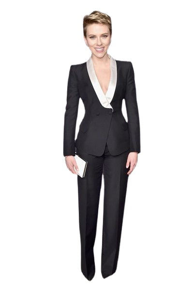 Black Mother of the Bride Suits Slim Fit Women Ladies Evening Party Tuxedos Formal Wear For Wedding (Jacket+Pants)