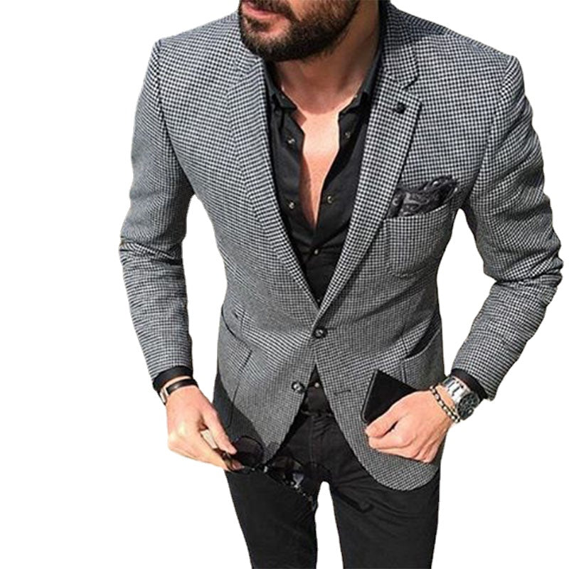 Plaid 2 Piece Slim Fit Men Suit With Black Pants Tailor Made Groom Wedding Tuxedo Prom Wedding Men Suit Set