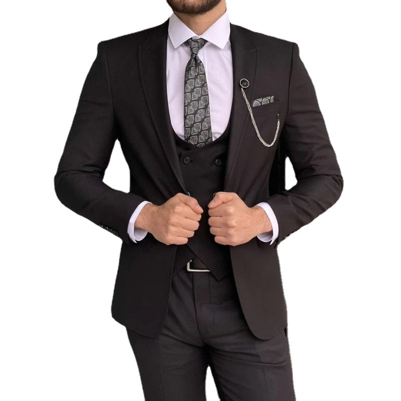 Costume homme sur mesure, blazer noir, coupe slim, 3 pièces, veste, pantalon, gilet, smoking, mariage, bal 
