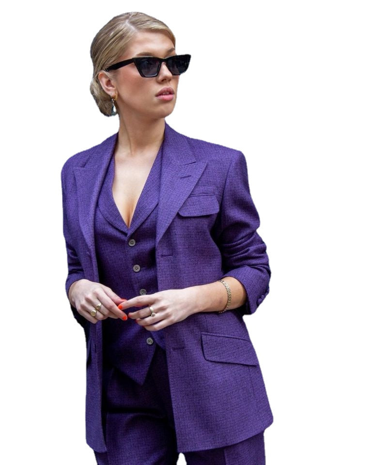 Formal Celebrity Blazer Suits Street Power Slim Fit Office Lady Evening Party Outfit Wedding Wear 3 Pieces