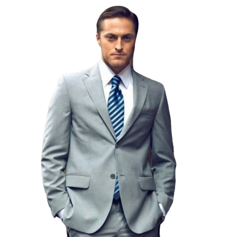 Traje formal entallado de 2 piezas gris para hombre, esmoquin personalizado para novio, boda, graduación, boda, conjunto de 2 piezas