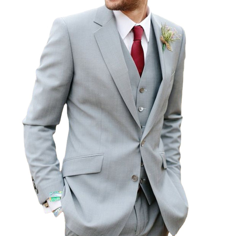 Costume homme gris 3 pièces coupe slim, smoking de mariage sur mesure, costume homme avec pantalon
