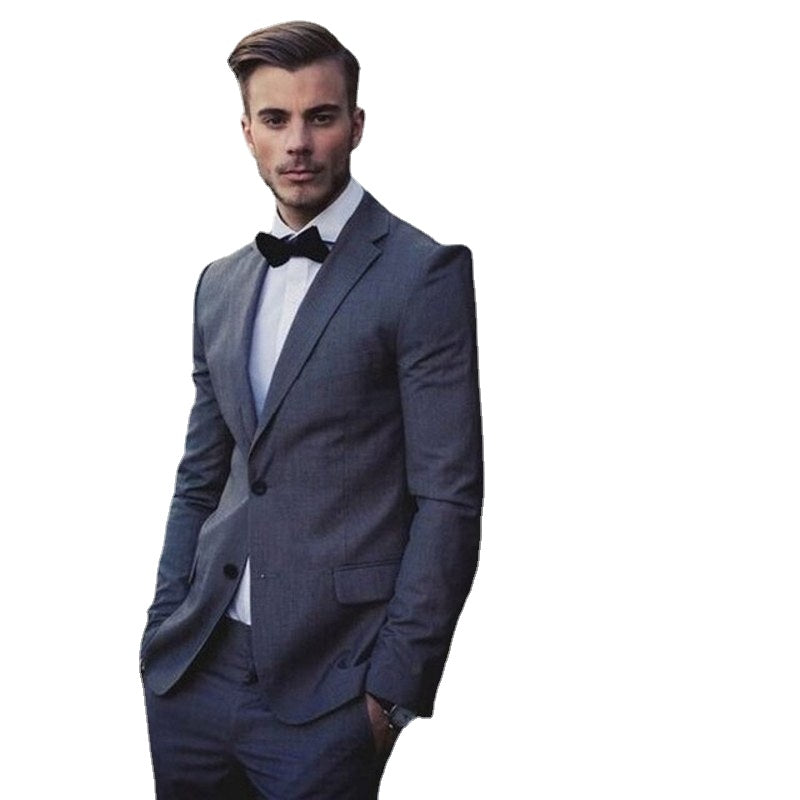 Trajes grises para padrinos de boda, esmoquin para novios, fiesta, graduación, blazer para hombre, 2 piezas, chaqueta para hombre de negocios 
