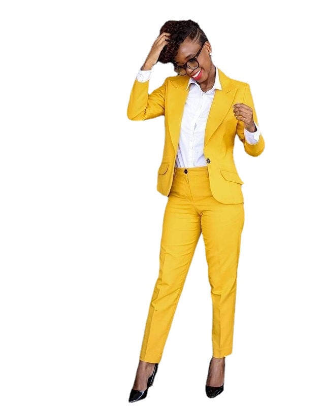 Costume de mariée jaune printemps pour femme, costume de mère de la mariée, coupe slim, smoking de soirée formel, 2 pièces 