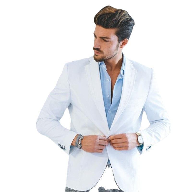 Traje formal entallado blanco de 2 piezas para hombre, esmoquin personalizado para novio, boda, graduación, boda, traje de negocios para hombre