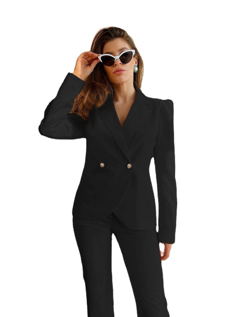 Trajes de pantalón de novia negros para mujer, esmoquin de fiesta de noche, pantalones acampanados, ropa formal de trabajo para madre de la novia para boda 
