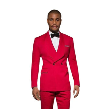 Red Double Breasted Wedding Suits For Men Slim Fit 2 Pieces Custom Groom Tuxedos Custom Prom Party Suits Terno Masculino