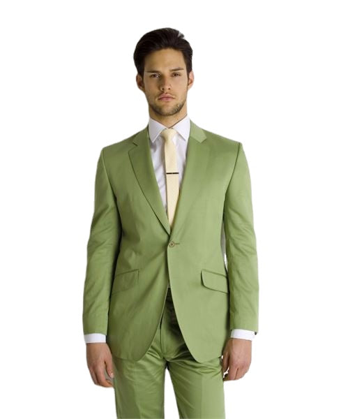 Men's Green 2-Piece Blazer Suit with Tie for Wedding (Jacket, Pants)