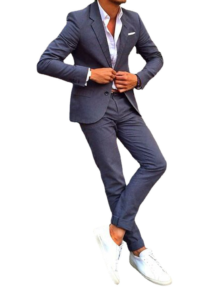 Costume d'affaires 2 pièces gris foncé pour homme, coupe slim, sur mesure, smoking de mariage, bal de promo, mariage, costume d'affaires pour homme