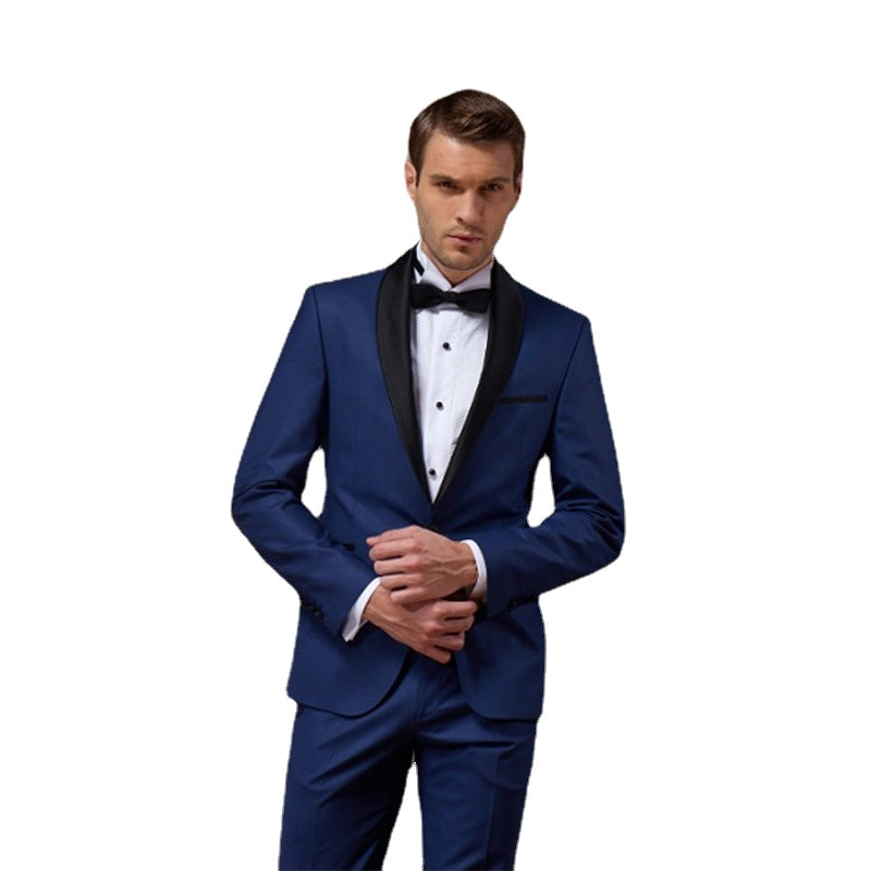 Navy Blue 2 Piece Slim Fit Men Formal Suit Tailor Made Navy Groom Wedding Tuxedo Prom Wedding Men Suit Set