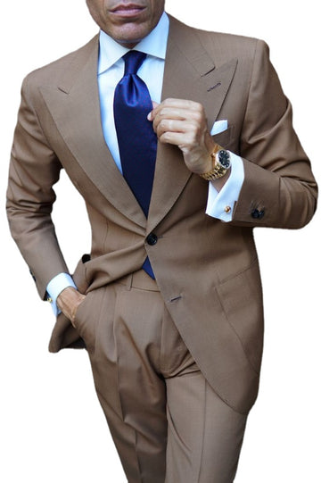 Brown Groom Wear Wedding Dress Prom Dress Business Suits Party Suits costume homme Two Pieces Suits(Jacket+Pants)