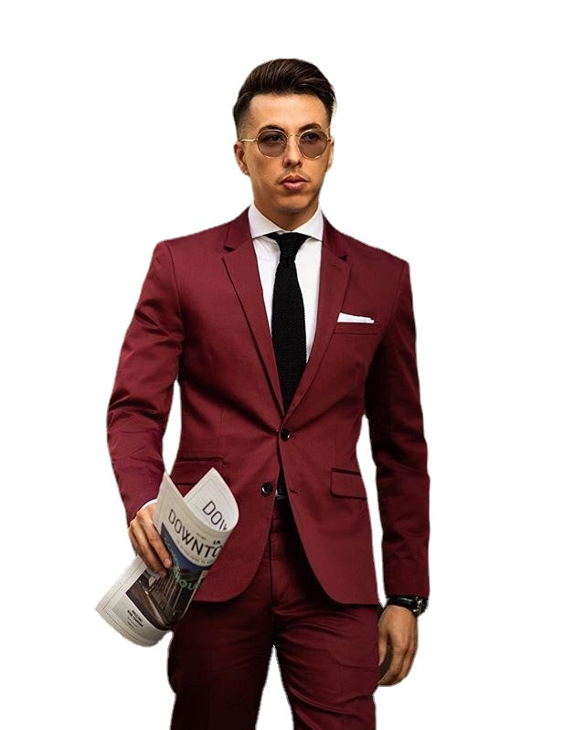 Trajes de dos piezas burdeos para hombre, traje de novio, trajes de boda para los mejores hombres, trajes de novio ajustados para hombres 