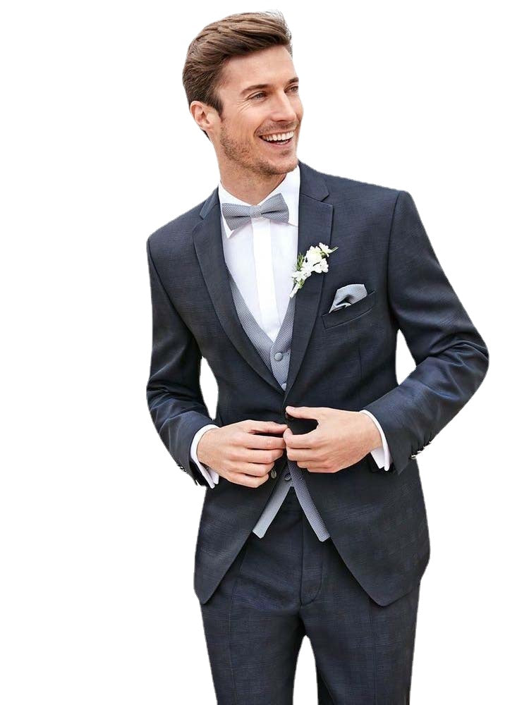 Traje de boda de 3 piezas ajustado para hombre, esmoquin formal para novio, traje de graduación para boda, traje para hombre con chaleco de satén