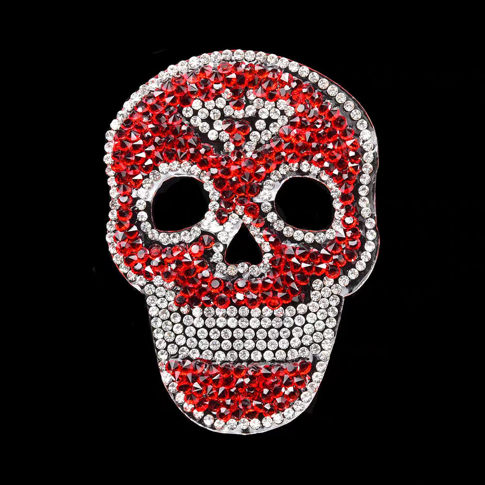 Costume d'Halloween rouge pour homme, 3 pièces (veste, pantalon, cape), sur mesure, avec col châle et motif tête de mort et scarabée.
