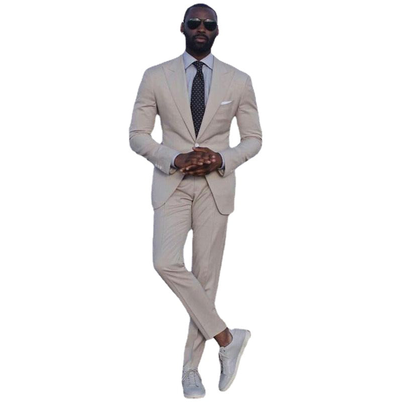 Traje informal para hombre, esmoquin para fiesta de graduación, banquete, corte entallado, 2 piezas (chaqueta + pantalón) 
