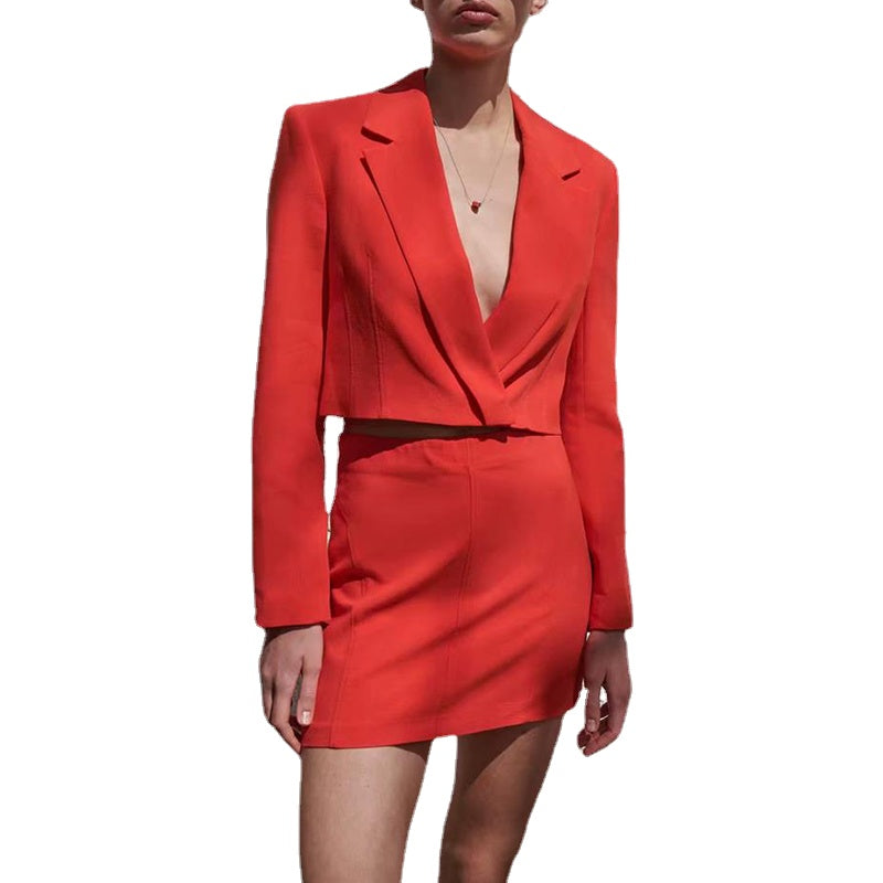 Robe courte rouge d'été pour femme, smoking pour mère de la mariée, manches longues, manteau de travail, pantalon, tenue de bureau, 2 pièces 