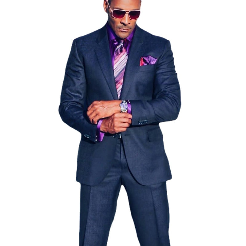 Custom Made Navy men Suits 2 Pieces Groom Best Man Pants Suit Business Wedding Blazer Coat (Jacket+Pants)