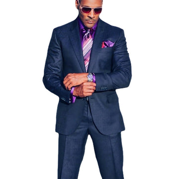Custom Made Navy men Suits 2 Pieces Groom Best Man Pants Suit Business Wedding Blazer Coat (Jacket+Pants)