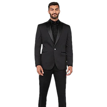 Costume noir 2 pièces pour homme, coupe cintrée, smoking de mariage personnalisé, ensemble 2 pièces pour bal de promo, mariage