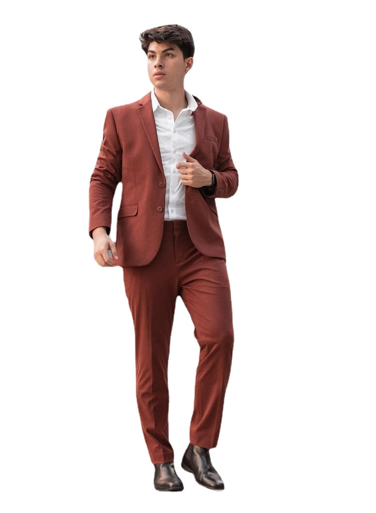 Traje de hombre rojo de un solo pecho, hecho a medida, de dos piezas, chaqueta y pantalón, traje formal de diseñador para ocasiones especiales. 
