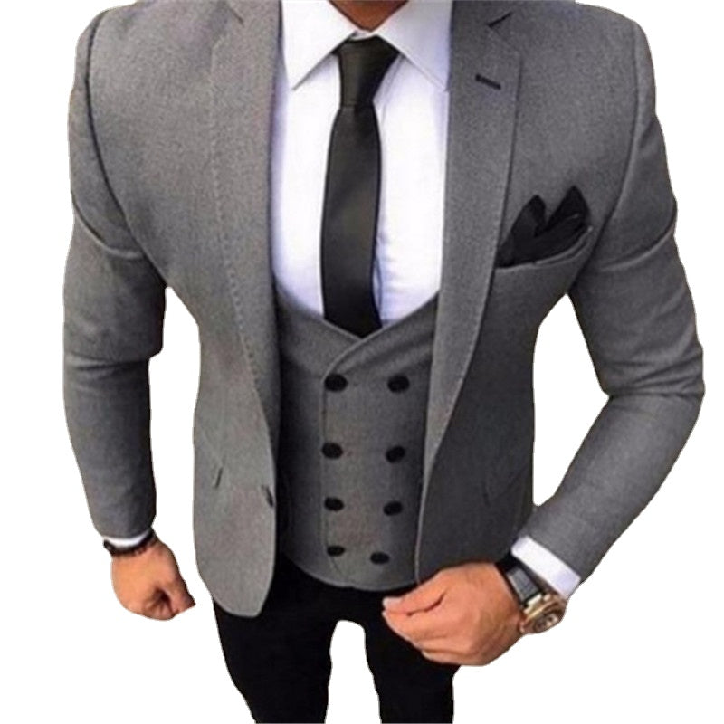Costumes pour hommes, coupe slim, 3 pièces (veste, pantalon, gilet), style smoking, Terno 