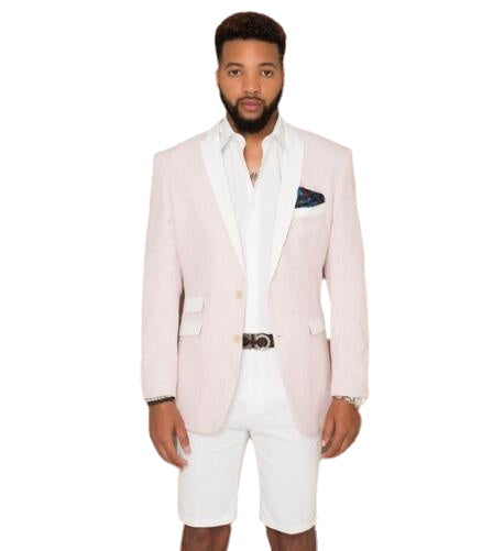 Esmoquin beige a medida para hombre con solapa blanca y pantalón corto blanco, 2 piezas (chaqueta, pantalón y corbata), estilo esmoquin ajustado de verano. 