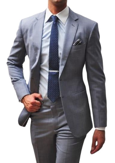 Trajes grises para hombre, 2 piezas (chaqueta, pantalón y corbata), esmoquin ajustado a medida para graduación, negocios. 