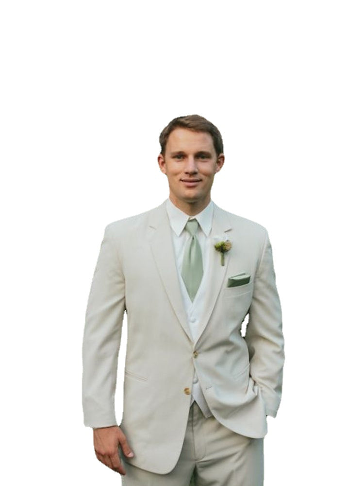 Traje formal de 2 piezas entallado color marfil para hombre, esmoquin personalizado para novio, boda, graduación, boda, conjunto de 2 piezas