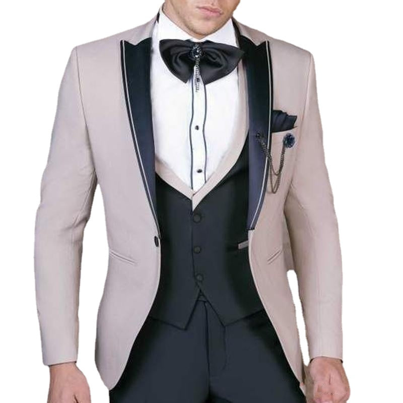 Smoking de marié à revers pointu pour homme, costume de mariage, blazer (veste, pantalon, cravate, gilet) sur mesure 