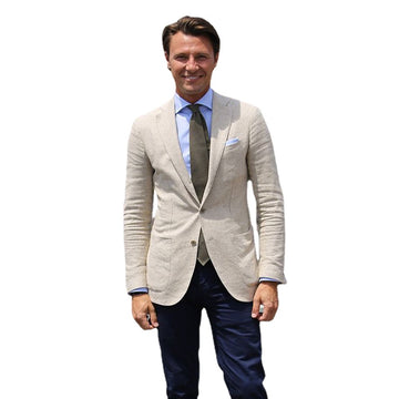 Costume homme beige 2 pièces coupe slim avec pantalon bleu marine sur mesure pour marié, smoking de mariage, bal de promo, ensemble costume homme