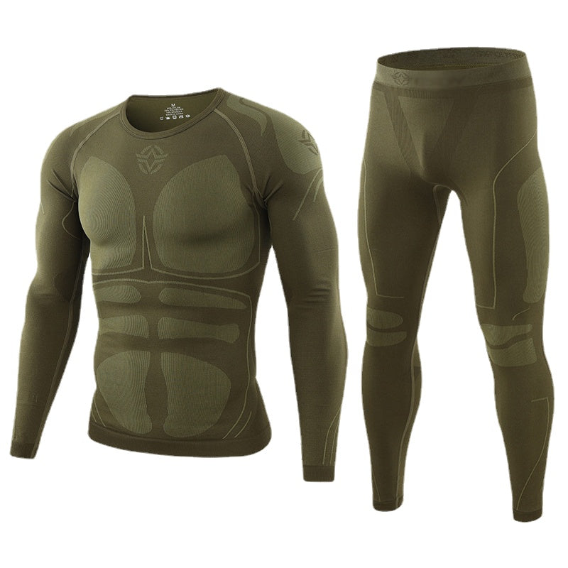 Men's Compression Shirt and Pants Set Long Sleeve Fitness Sportswear Black