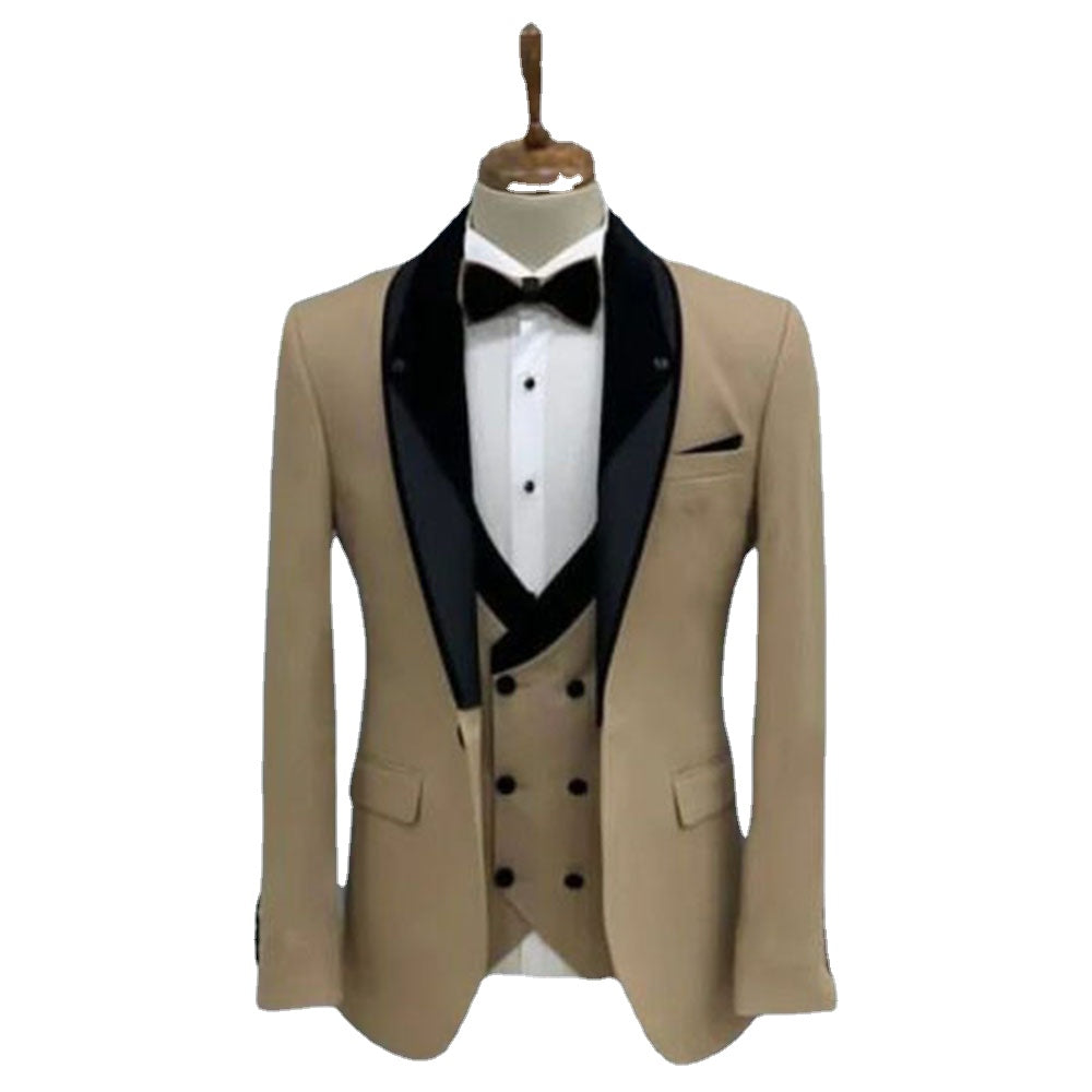Conjunto de 3 piezas para hombre, color verde/caqui, para novio, esmoquin formal de boda, blazer, corte clásico, para graduación, chaqueta, chaleco y pantalón.