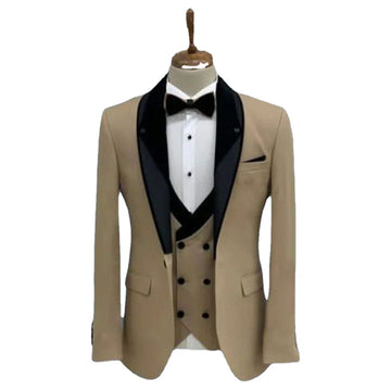 Conjunto de 3 piezas para hombre, color verde/caqui, para novio, esmoquin formal de boda, blazer, corte clásico, para graduación, chaqueta, chaleco y pantalón.