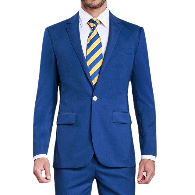 Trajes casuales azul rey hechos a medida para hombre, esmoquin de 2 piezas, traje de novio, traje de boda entallado (chaqueta, pantalón y corbata). 