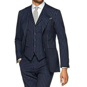 Traje formal de 3 piezas a rayas para hombre, para boda, oficina, graduación, fiesta, cena 