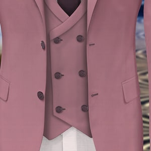 Trajes para hombre rosa empolvado, trajes de 3 piezas, trajes entallados, trajes de un botón, trajes de esmoquin, trajes de cena, trajes de novio para boda.