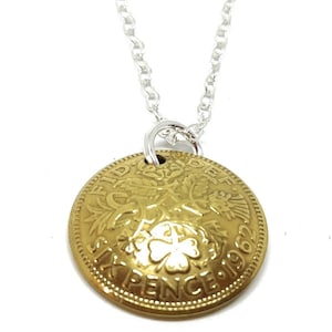 1962 Domed Gold Plated Sixpence Pendant 61st birthdayOriginal sixpence coins gift 1962 61st Thinking Of You, Special Friend, Mum, Dad