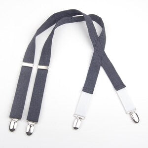 Bretelles gris foncé, bretelles en mélange de polyester, bretelles grises, bretelles pour garçon, bretelles pour homme, bretelles pour enfant, bretelles pour adulte, gris
