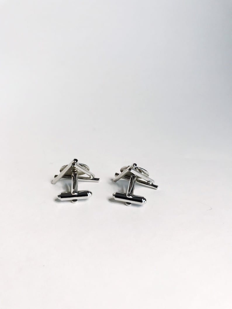 Gemelos triangulares de plata vintage de los años 80, gemelos circulares para camisa de hombre, gemelos geométricos de boda de los años 80 
