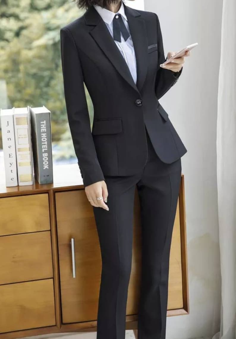 Traje negro de 3 piezas con blazer, chaleco y pantalón, trajes formales negros a medida, trajes de boda 