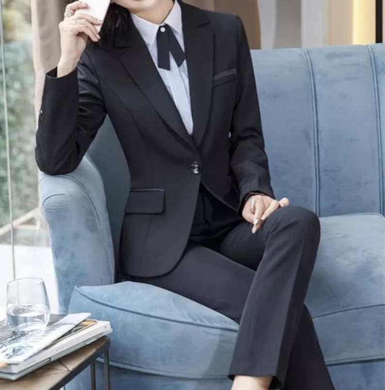 Traje negro de 3 piezas con blazer, chaleco y pantalón, trajes formales negros a medida, trajes de boda 