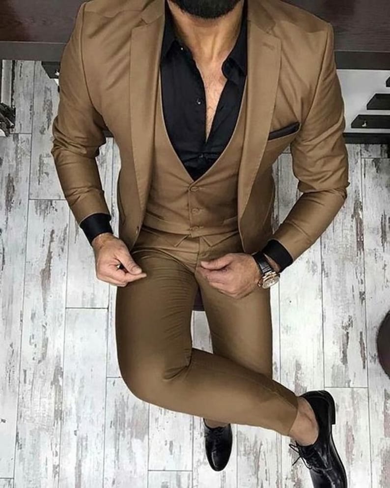 Traje de novio para fiesta de boda de hombre, corte entallado, 3 piezas (abrigo, pantalón, chaleco), diseño verde formal de 3 piezas 