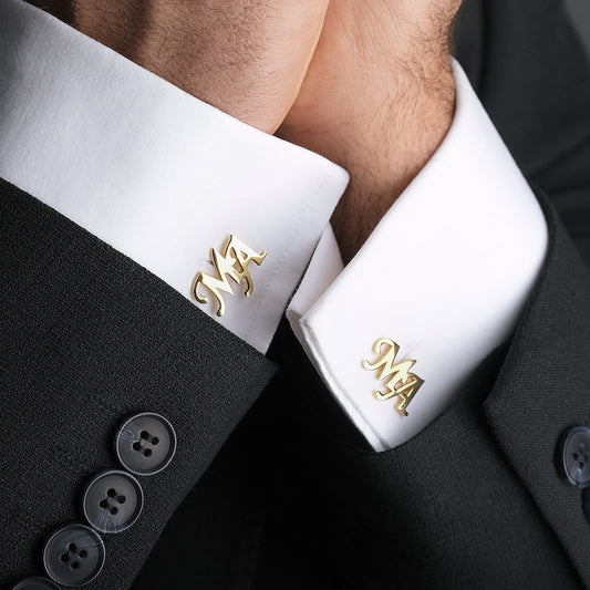 Gemelos con nombre personalizado, gemelos con inicial de plata de ley personalizados, regalo para padrinos de boda, gemelos de boda para el novio 