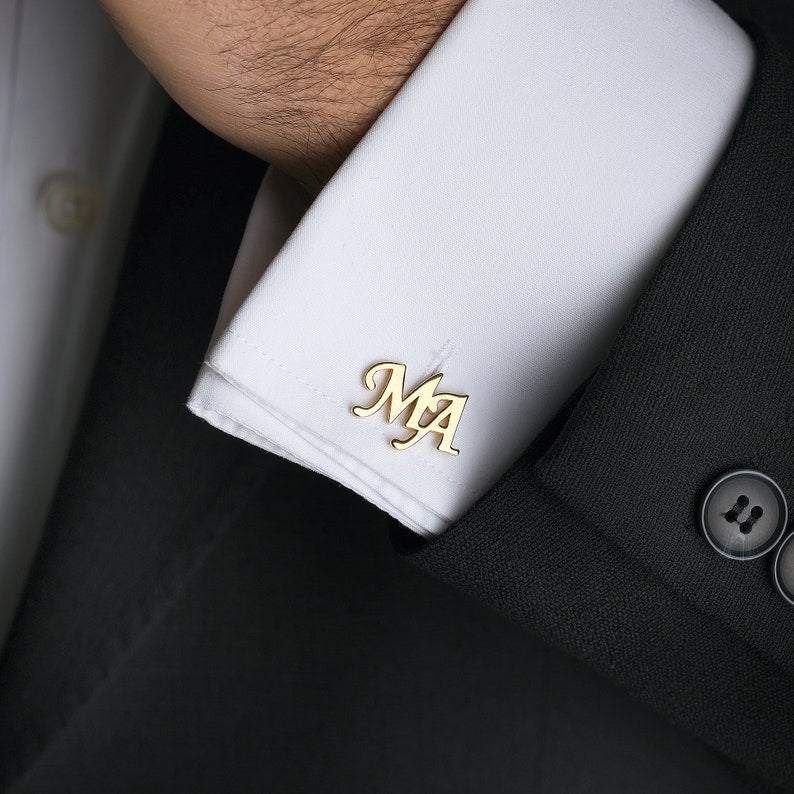 Gemelos con nombre personalizado, gemelos con inicial de plata de ley personalizados, regalo para padrinos de boda, gemelos de boda para el novio 