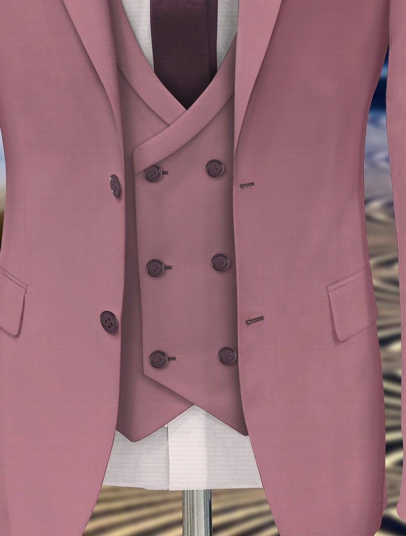 Trajes para hombre rosa empolvado, trajes de 3 piezas, trajes entallados, trajes de un botón, trajes de esmoquin, trajes de cena, trajes de novio para boda.