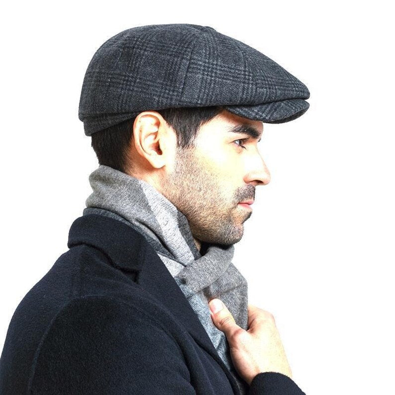 Men Newsboy Cap Winter Beret Caps Winter Wool Flat Octagon Caps For Men