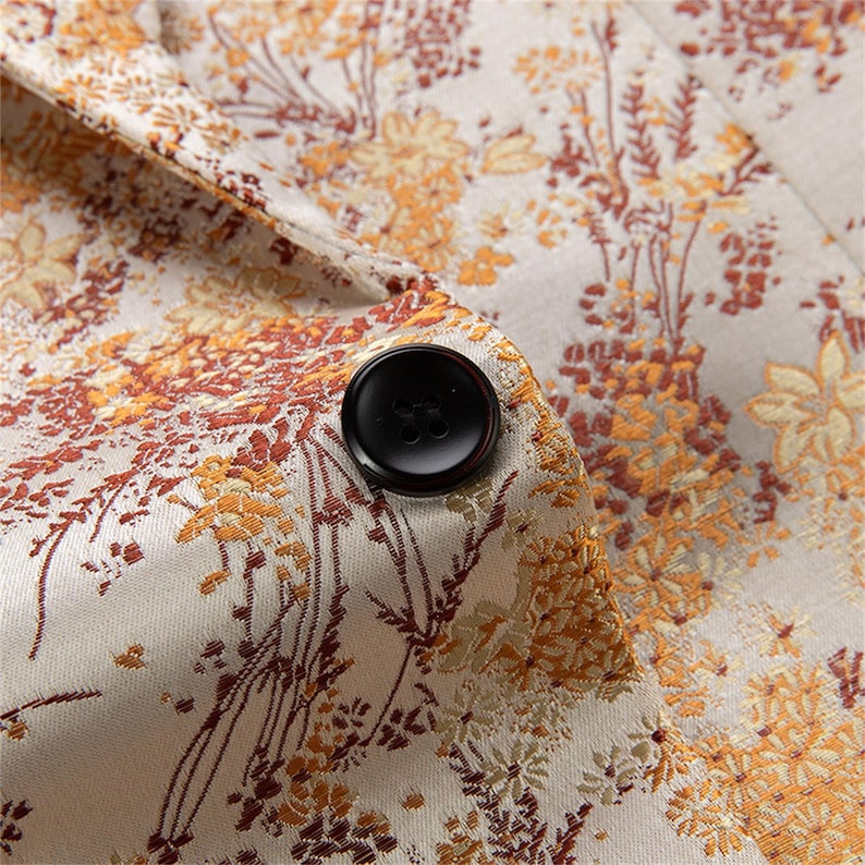 Men Handmade Embroidered Blazer Gold Floral Jacquard Coat Suit Jacket Party Stage Costume Gown
