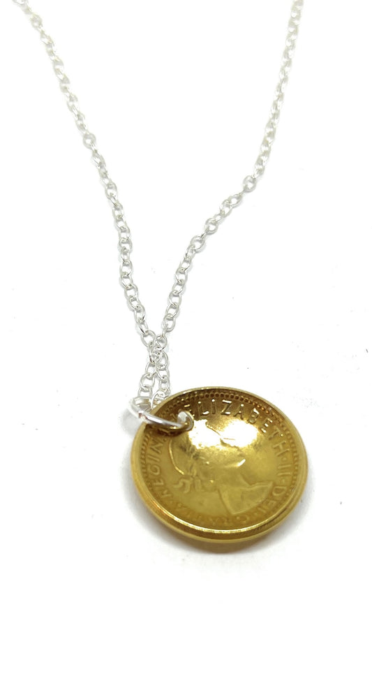 1962 Domed Gold Plated Sixpence Pendant 61st birthdayOriginal sixpence coins gift 1962 61st Thinking Of You, Special Friend, Mum, Dad