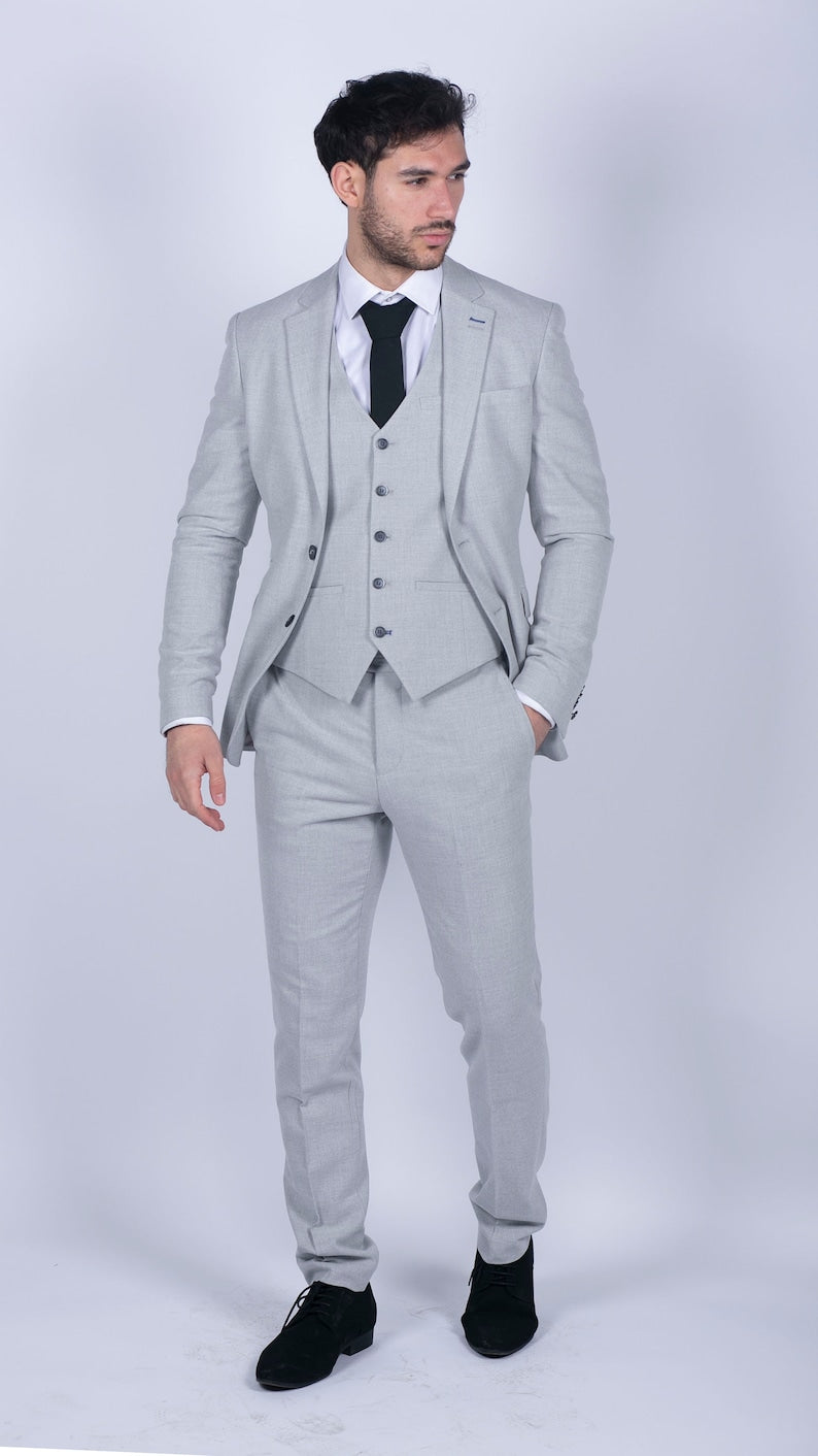 Traje de 3 piezas para hombre, raya diplomática, azul marino, clásico, vintage, retro, años 20, corte a medida, para boda. 