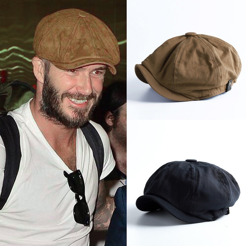 British Style Newsboy Cap, Men Cotton Ascot Cap, Khaki  Vintage Octagonal Flat Cap, Painter Beret Hats